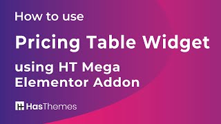 How to use Pricing Table Widget using HT Mega Elementor Addon | Part 18 Profile