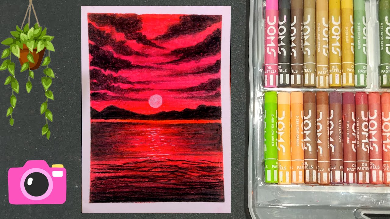Red Horizon Landscape Drawing | Calm & Aesthetic Art ❤️🌇🌆