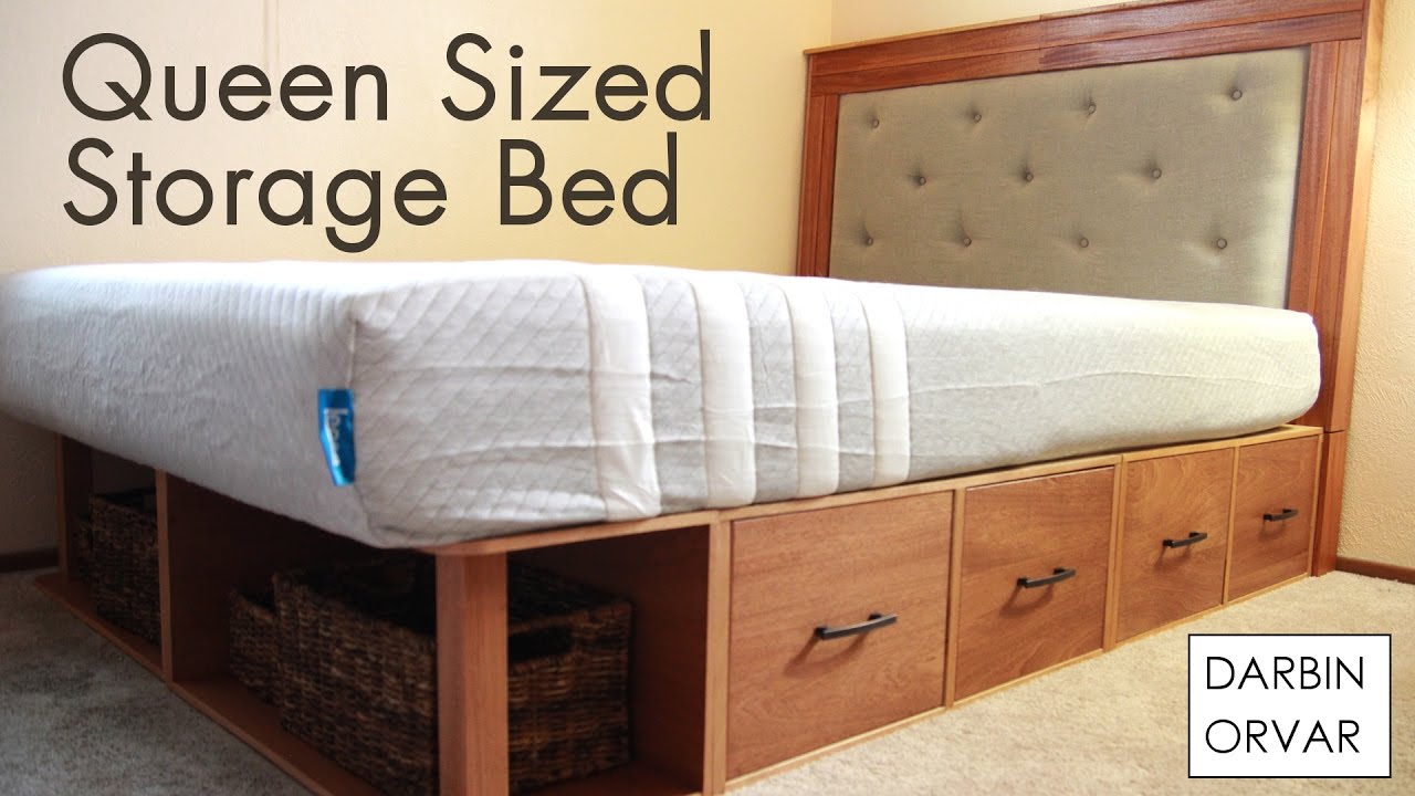 Diy Queen Storage Bed W Drawers Youtube