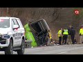 Highway bus rollover injures at least two in New York