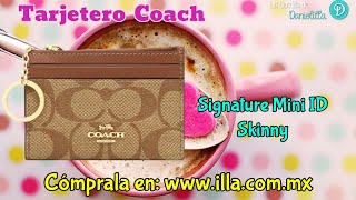 Tarjetero Coach Signature Mini ID Skinny Café