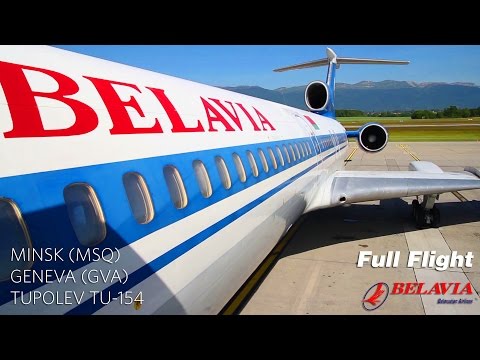 Belavia Tupolev Tu-154 Full Flight: Minsk To Geneva (with ATC)