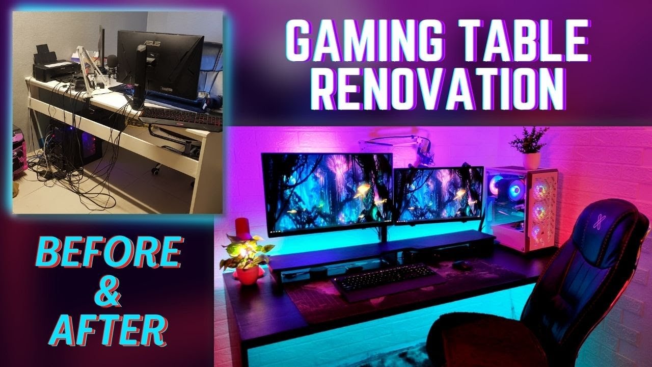 Gaming Table Renovation Before & After BUDGET GAMING Table Setup