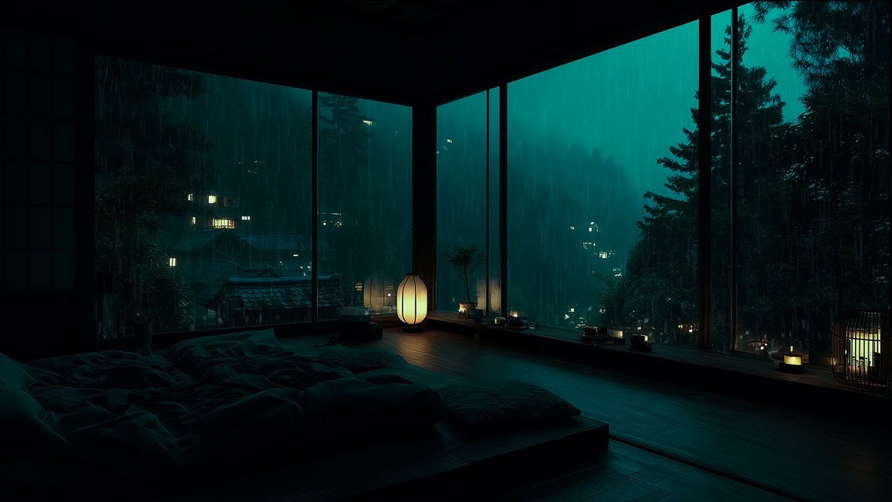 Deep Mountain Rain in a Quiet Night 🌧️ | Dark Bedroom Ambience for Restful Sleep