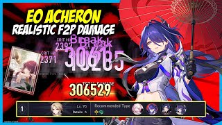 Realistic F2P E0 ACHERON Damage vs MoC 12 | Honkai Star Rail 2.1