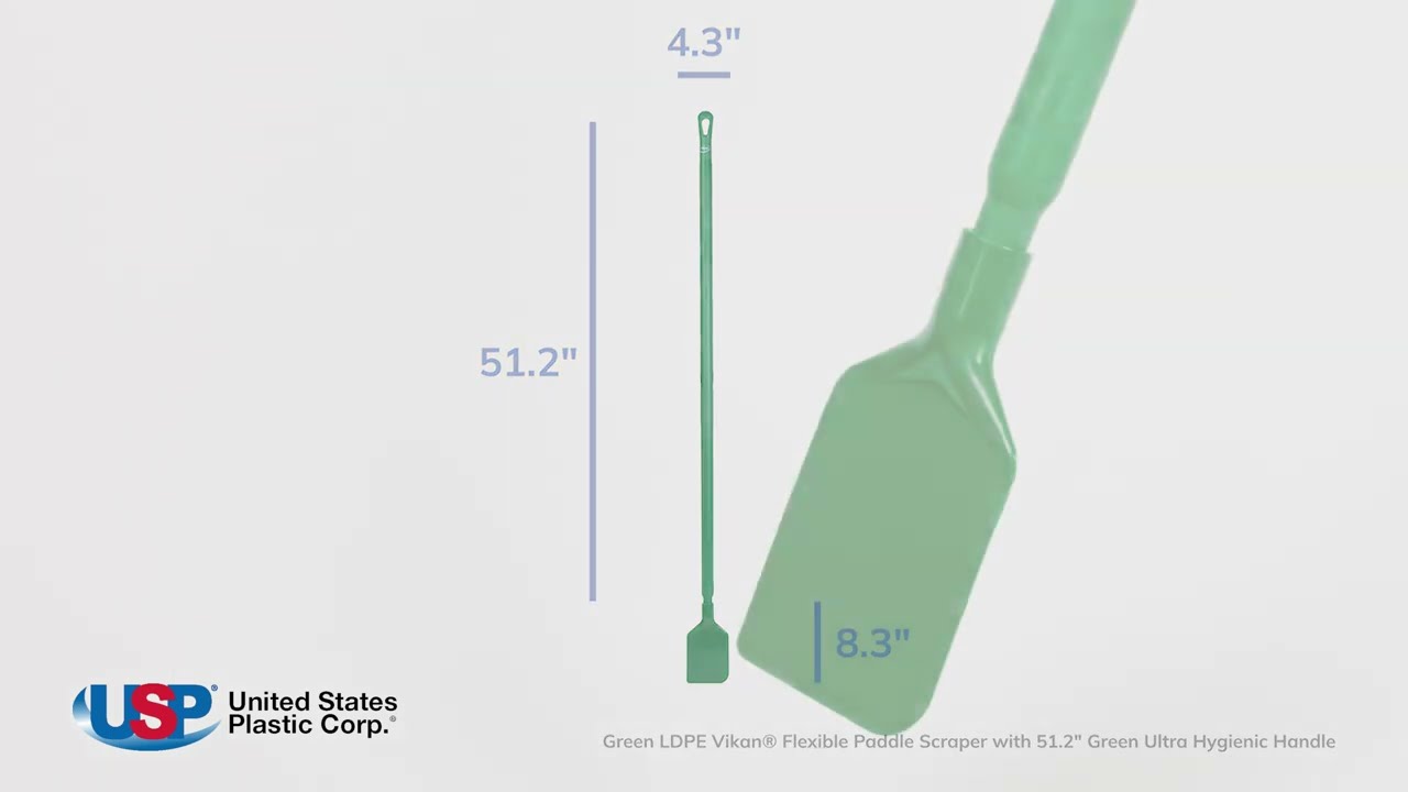 Green LDPE Vikan® Flexible Paddle Scraper-51.2" Ultra Hygienic Handle | U.S. Plastic Corporation®