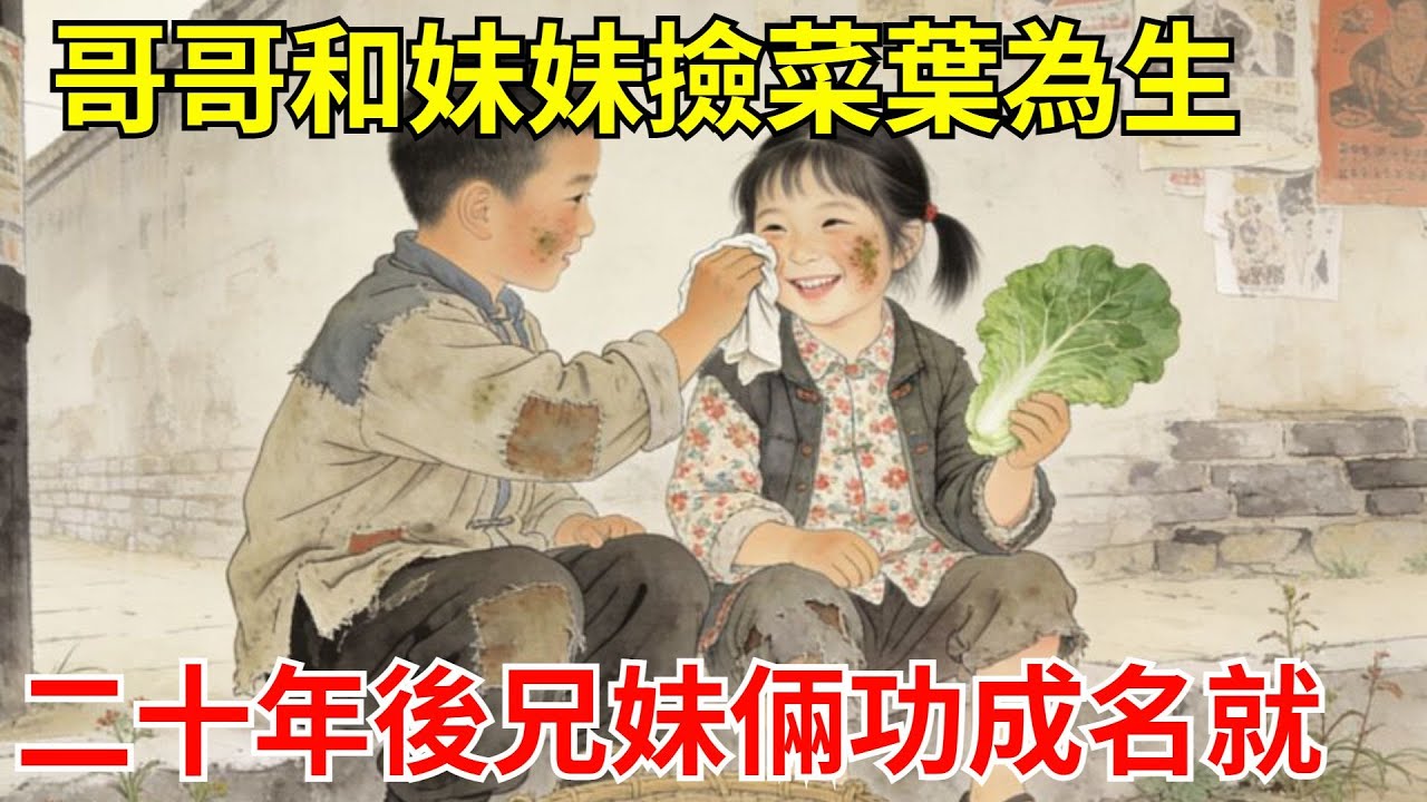9歲哥哥和7歲妹妹被嬸娘賣作童工，逃出後沿街撿菜葉為生。二十年後兄妹倆功成名就，回鄉建義學。嬸娘瘋了般撞墻，全村哄笑！#故事頻道#聽書#民間故事#說書#善有善報#爽文