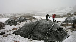 -42° Solo Winter Camping 4 Days | Snowstorm, Winter Hot Tent Hammock Camping | ASMR