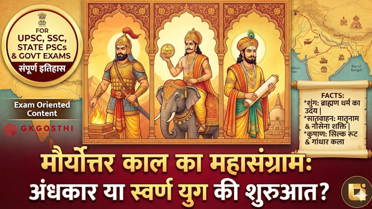 🇮🇳 Post-Mauryan Period:Complete History | Shunga,Satavahana, Kushana & Art Culture | Ancient History