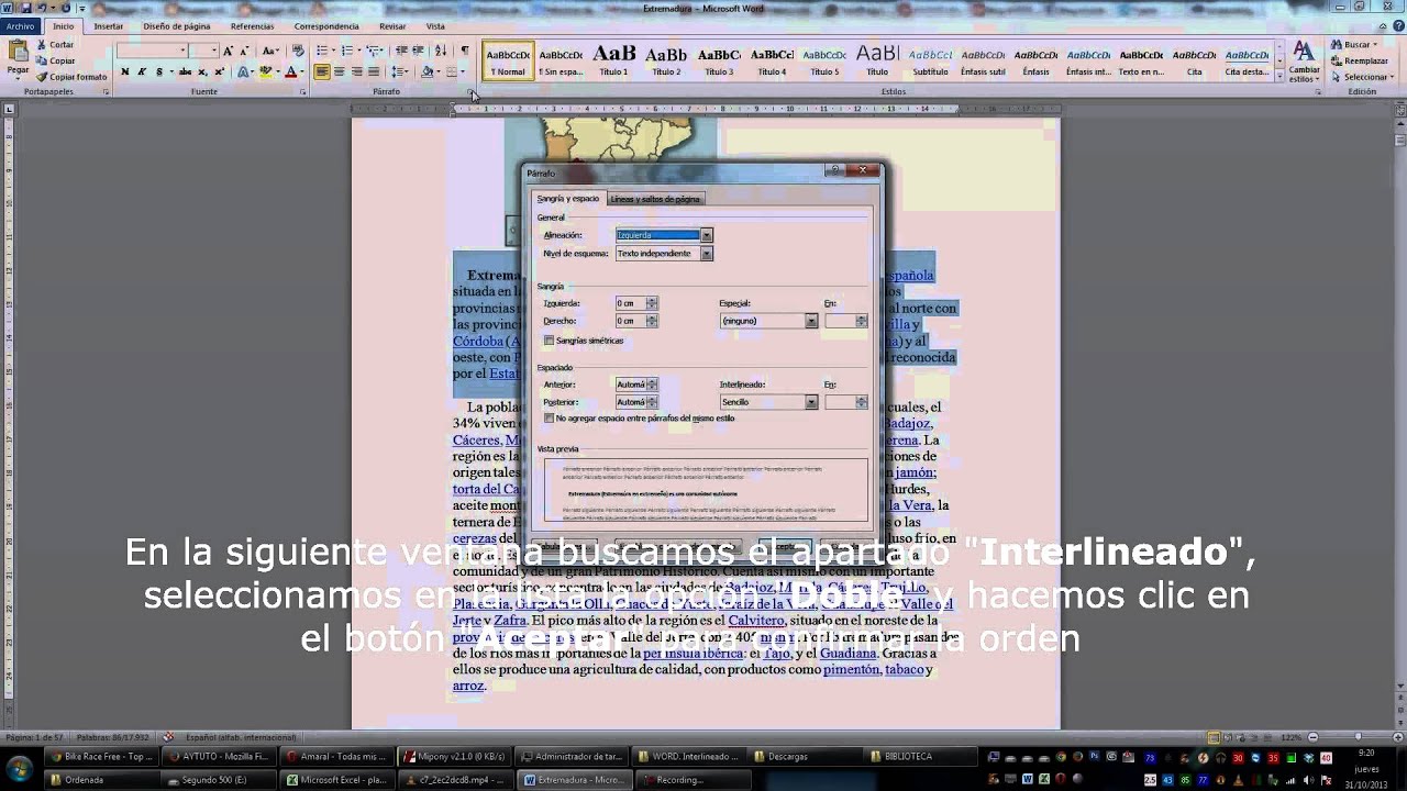 Espaciado Doble En Word Aplicar interlineado doble a un texto en WORD - YouTube