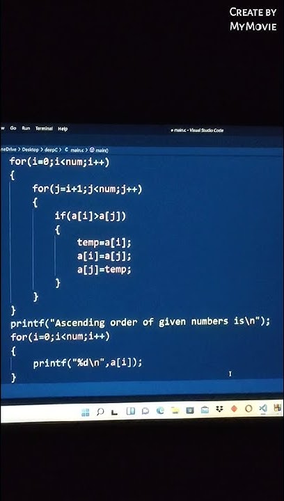 sort array in Ascending order in C Programming 🎯 - YouTube
