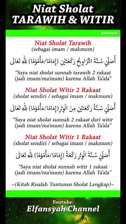 NIAT SHOLAT TARAWIH DAN WITIR LENGKAP TERBARU #storyislami #shortislami
