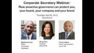 Corporate Secretary Webinar: How proactive governance can protect you, your company and your brand
