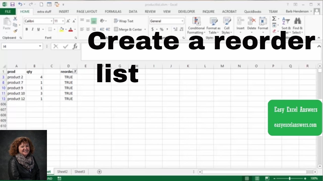 Create a reorder list in Excel - YouTube