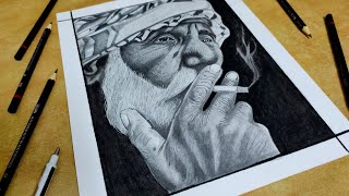 Old man pencil sketch  Hyper realistic Drawing of old man ? pencil sketch timelapse