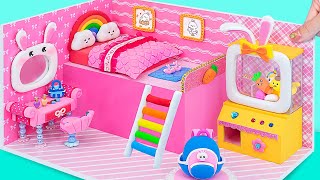 DIY Miniature House 🌈Explore Bunny's Pink House  Where the Claw Machine is Super Fun