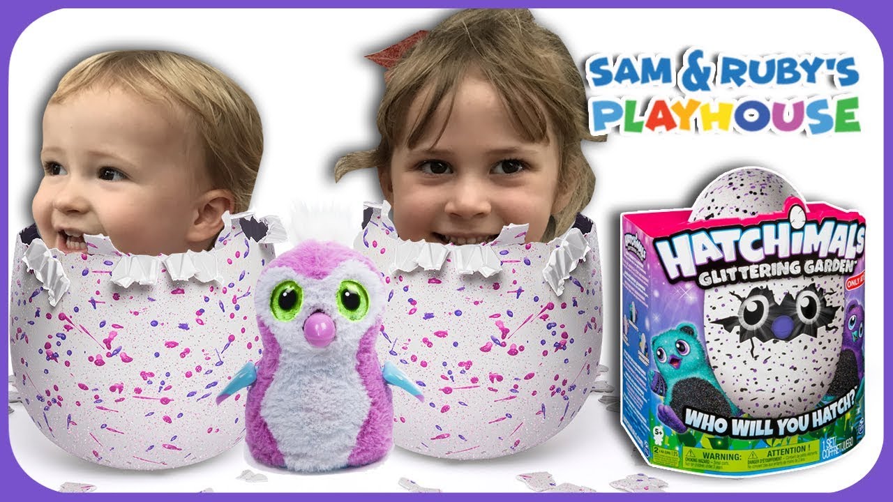 HATCHIMALS SURPRISE EGGS OPENING Glittering Garden Sam and Ruby's
