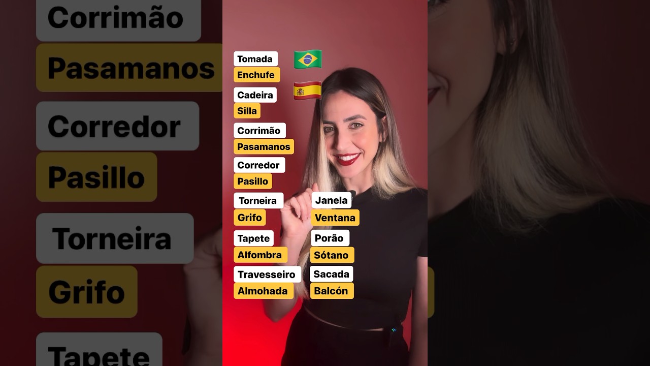 Travesseiro, sótão e sacada em espanhol: almohada, desván e balcón