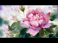 Watercolor Painting - England Rose- Not use Masking Fluid-Tutorial Step by Step