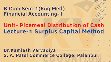 L-1Surplus Capital Method I Unit-1 Piecemeal Distribution of Cash I Financial Accounting I BComSem-1