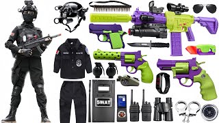 Special police weapon unboxing video, M416 guns,AK47 rifle, unboxing toy video,gas mask,axe, pistol