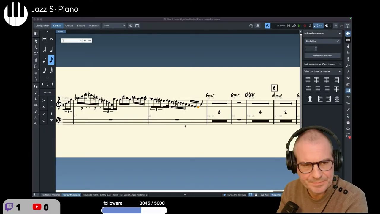 [live] #3/ On transcrit avec Dorico le solo d'Oscar Peterson sur Nigerian Marketplace