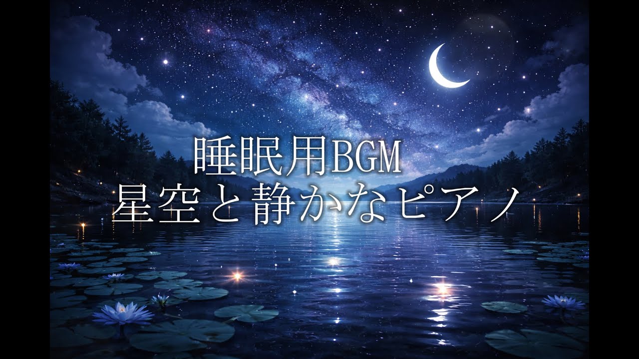 【睡眠用BGM】星空と水面に包まれるピアノ｜安眠・リラックス｜3時間