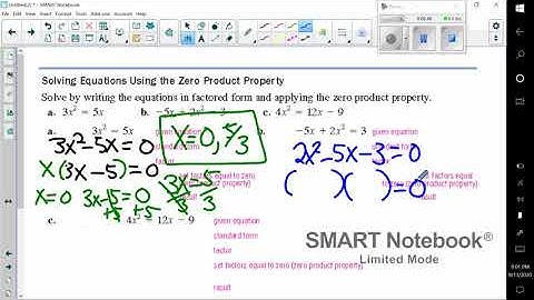 9 14 20 VIDEO Notes Sec 1 5 Intro and Zero Product property