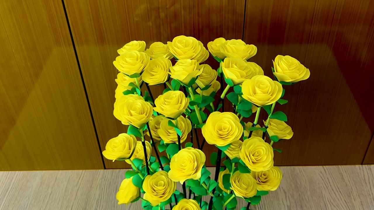 Creative and Beautiful Handicraft Art: Making a Paper Rose Bush - YouTube