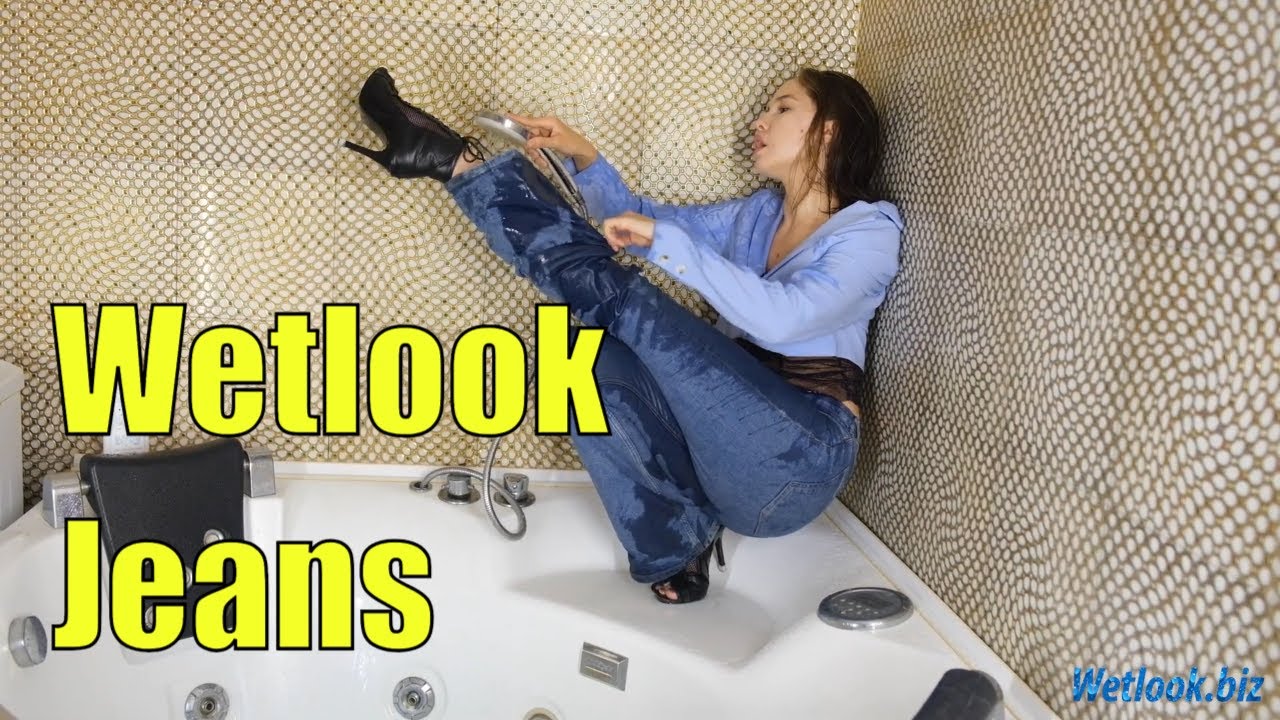 ⁣Wetlook girl gets wet in jacuzzi in jeans | Wetlook heels |  Wetlook girl Jeans