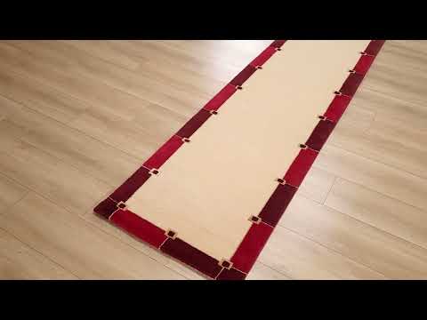 El Dokuma Yün Çerçeve Desenli Krem Halı inceleme videosu kapak görseli