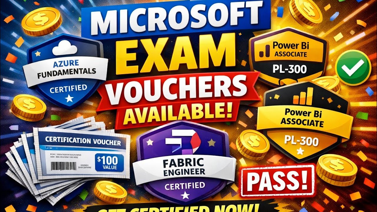 Free microsoft Exam pl300, az900, dp600 dp700 vouchers 100 discount