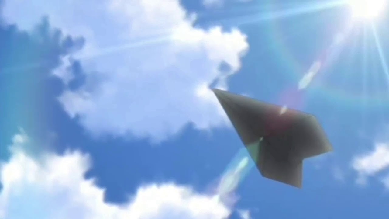 Soothing Acoustic Guitar Music W/ Animated Blue Sky White Clouds & Paper Plane. Relaxing And Calming