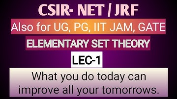 ELEMENTARY SET THEORY (LEC-1)/SET AND OPERATIONS ON SETS/BASIC  DEFINITIONS