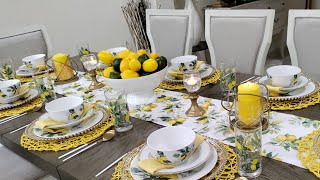 Summer Lemon Tablescape Idea #tablescapetuesdays2023