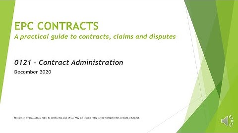 EPC Contracts - 0121 - Contract Administration