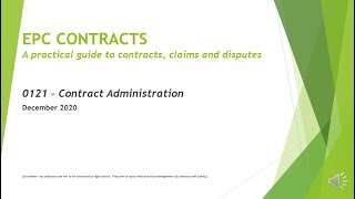 EPC Contracts - 0121 - Contract Administration