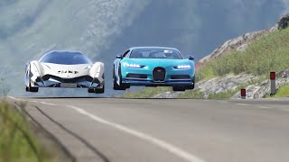 Devel Sixteen vs Bugatti Chiron Battle at Highlands