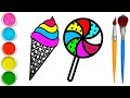 Menggambar es krim untuk anak-anak | Drawing ice cream for kids | बच्चों के लिए आइसक्रीम बनाना