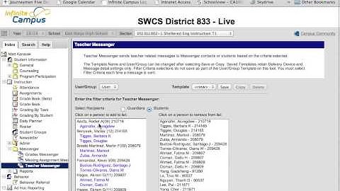 Sending a message through Infinite Campus