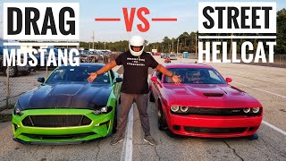 Drag Built 10 Speed Mustang Gets Walked By A Hellcat Street Car