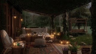 10 Hours Of Soothing Rain Sounds 🏕️🌙Lakeside Cabin Porch With Distant Wind Chimes For Peaceful Sleep