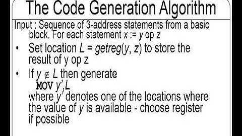 Simple Code Generator,Register Allocation