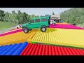 TRANSPORTING PIXAR CARS & FRUITS WITH COLORED & JOHN DEERE vs CLAAS vs TRACTORS - BeamNG.drive #983