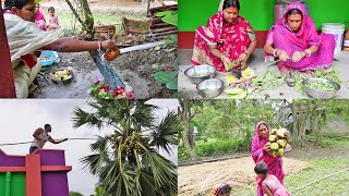 অক্ষয় তৃতীয়াতে মনসা পুজো করলাম I গাছ থেকে কচি তাল পেড়ে বাড়ির সবাই মিলে খাওয়া হল I Village Life Vlog