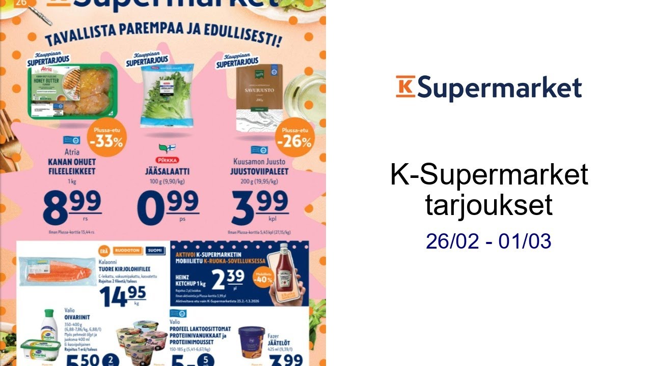 K-Supermarket tarjoukset 26/02 - 01/03