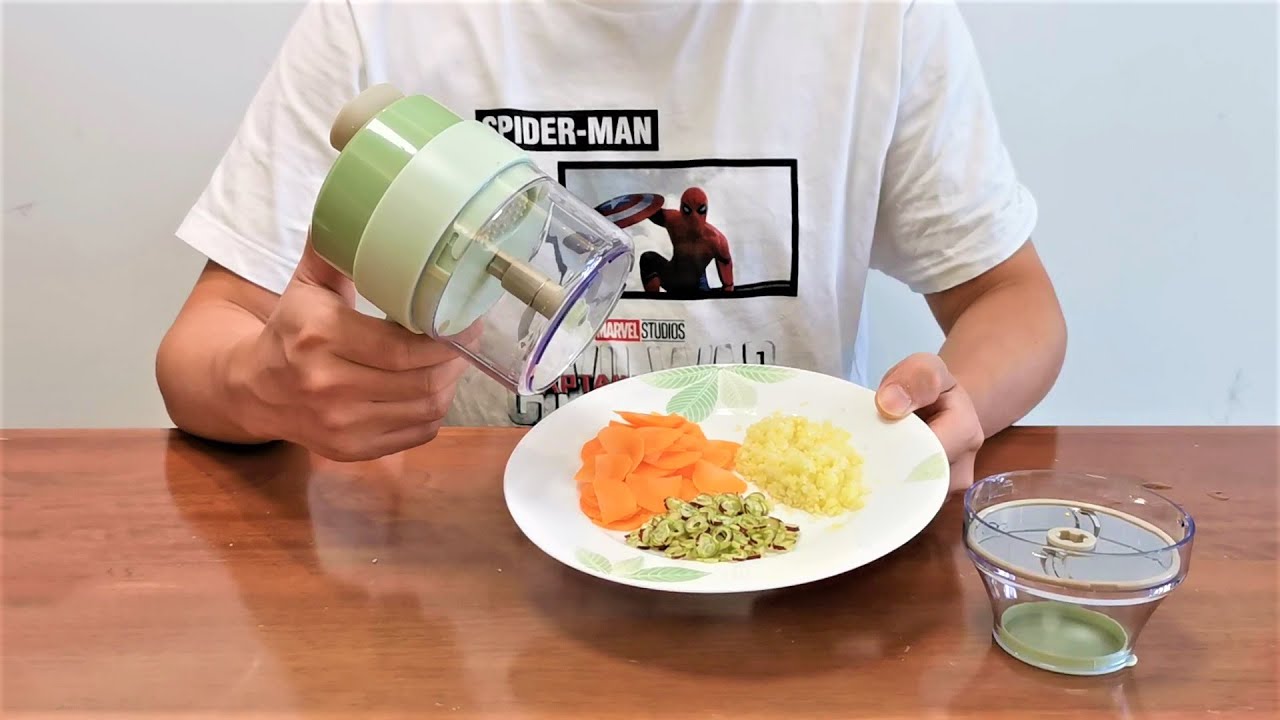 4 in 1 Handheld Electric Vegetable Cutter Unboxing - Best Multifunctional  Wireless Electric Grinder? 