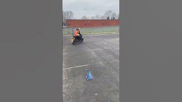 Holly performing a perfect motorcycle U turn.  Module 1 motorcycle test training