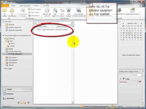 Gjenopprette slettede elementer i Outlook 2010