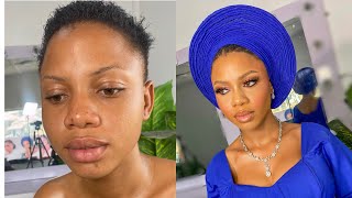 BEGINNER FRIENDLY,STEP BY STEP YORUBA BRIDAL LOOK!BOMB TRANSFORMATION|MAKEUP AND GELE|START 2 FINISH